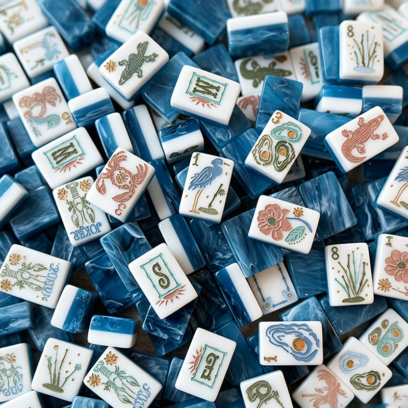 Acrylic American Mahjong Set OEM ODM Hand Rub Mahjong Tiles Custom Pattern Logo Durable All Ages Home Travel Entertainment Gift