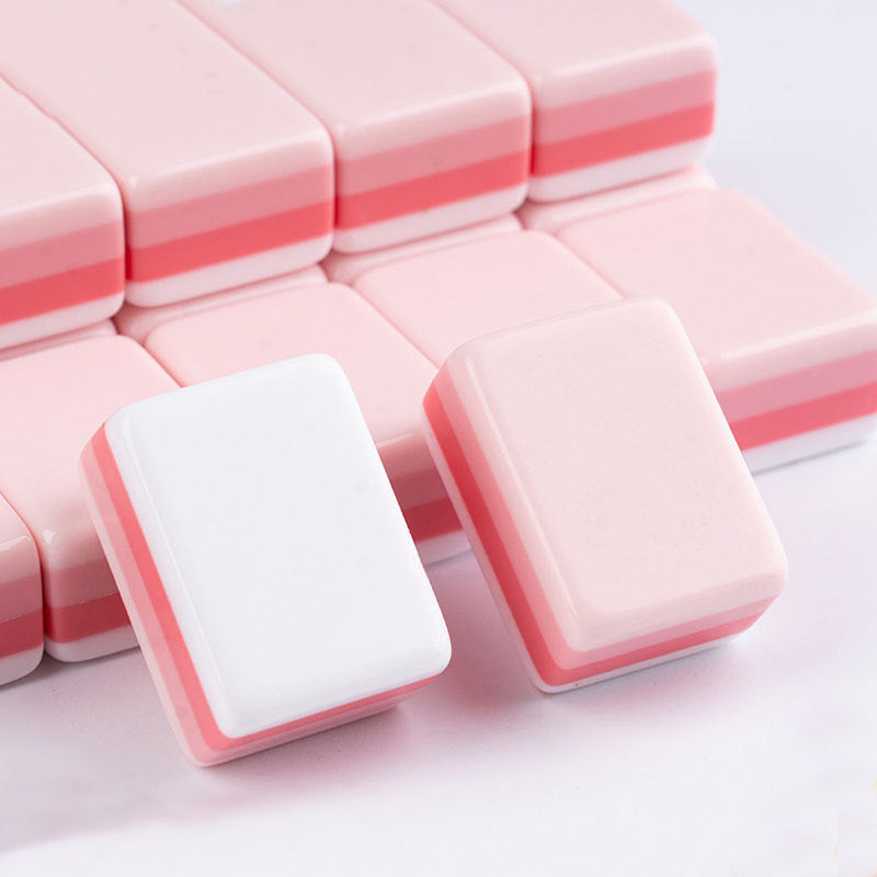 Compact Mini Pink Acrylic American Mahjong Tiles Portable Travel Game Sturdy Tabletop Family Entertainment