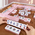 Custom Logo Pattern High Appearance Jelly Pink Crystal Acrylic Hong Kong Mahjong Tiles Luxury Cute Transparent Durable Mahjong