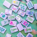 Custom Logo Pattern Luxury 36# Size Single Layer Purple Acrylic Wear Resistant Portable American Mahjong Tiles Set Entertainment