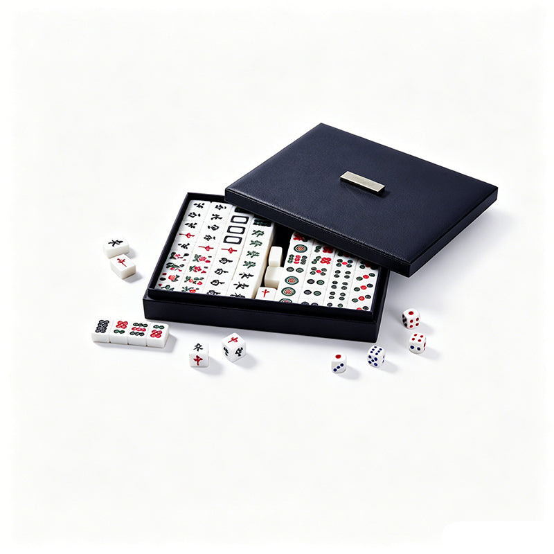 Custom Logo Pattern Premium PU Leather Mahjong Gift Full American Mahjong Game Set Portable Entertainment Kit for Holiday Gift