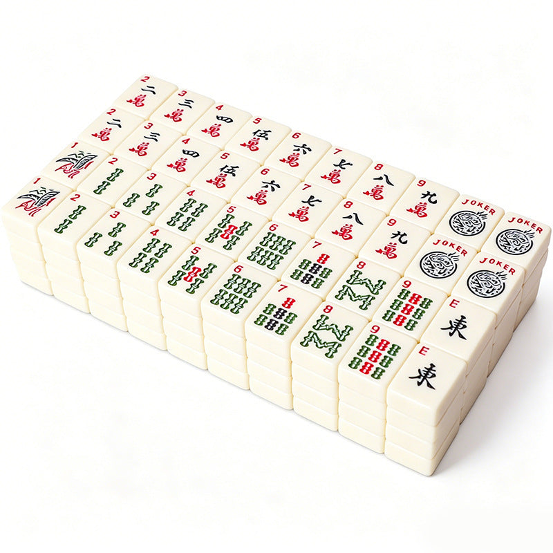 Customized Logo Printed White American Style Hand Play Acrylic Mahjong Tiles Set Durable Classic Leisure Board Game for 4