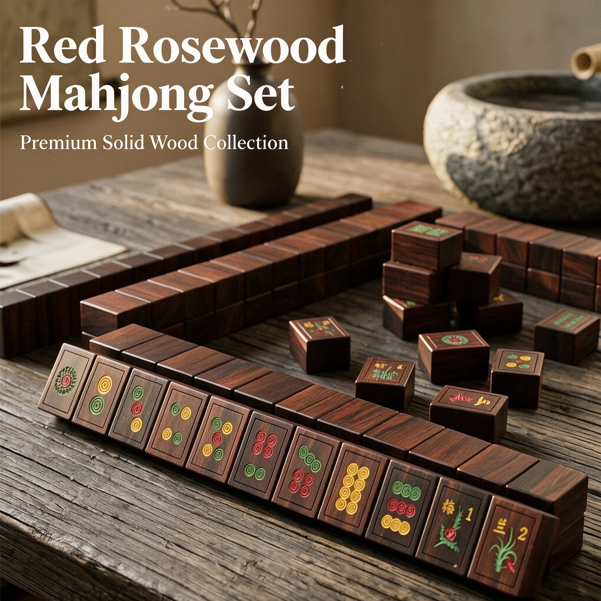 Factory Direct Custom Size Logo Solid Red Sourwood American Mahjong Set Premium Durable Waterproof Entertainment Guangdong