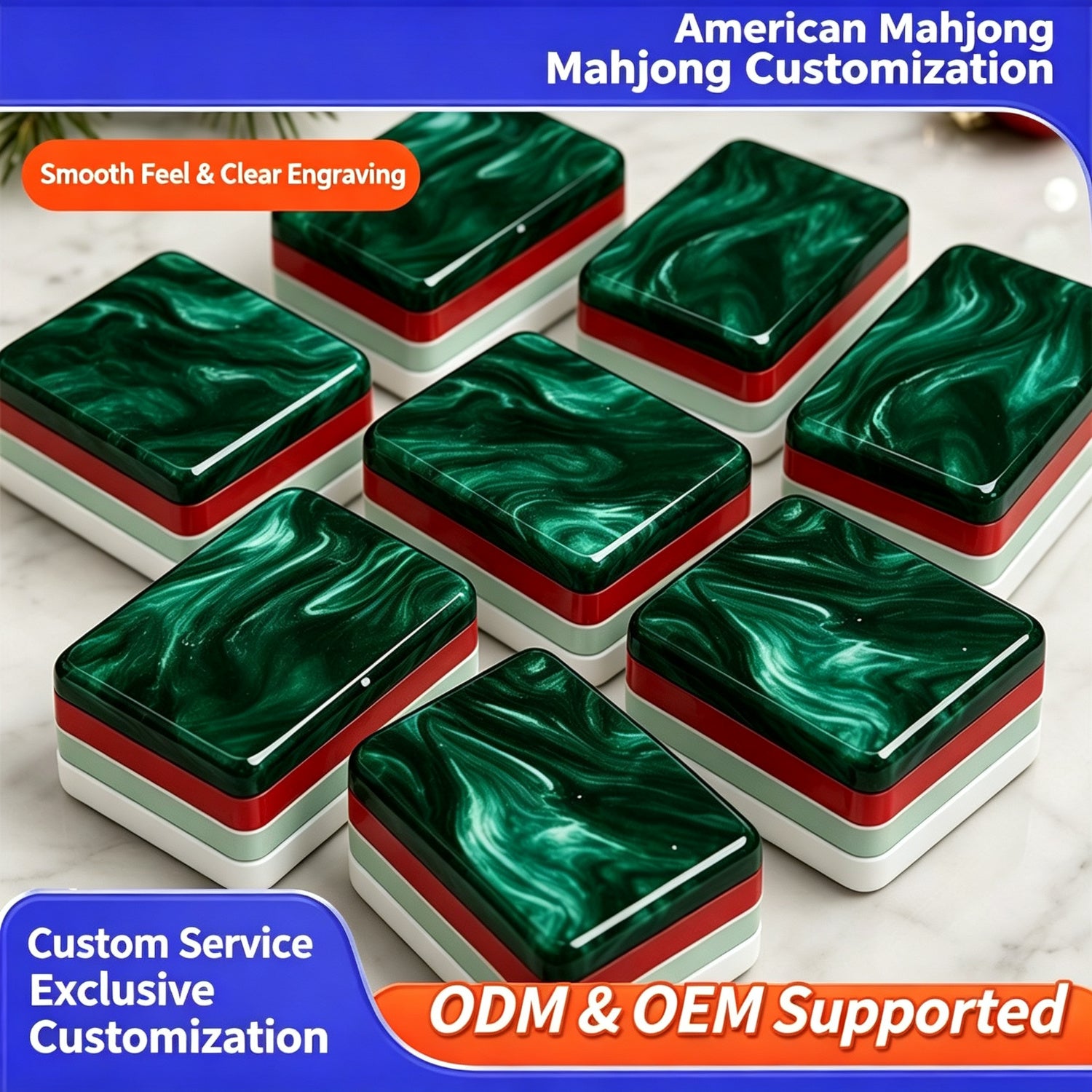 Factory Direct Supply Custom Acrylic American Hand Rub Mahjong Set for Family Entertainment Mahjong Tiles Bulk Custom Order