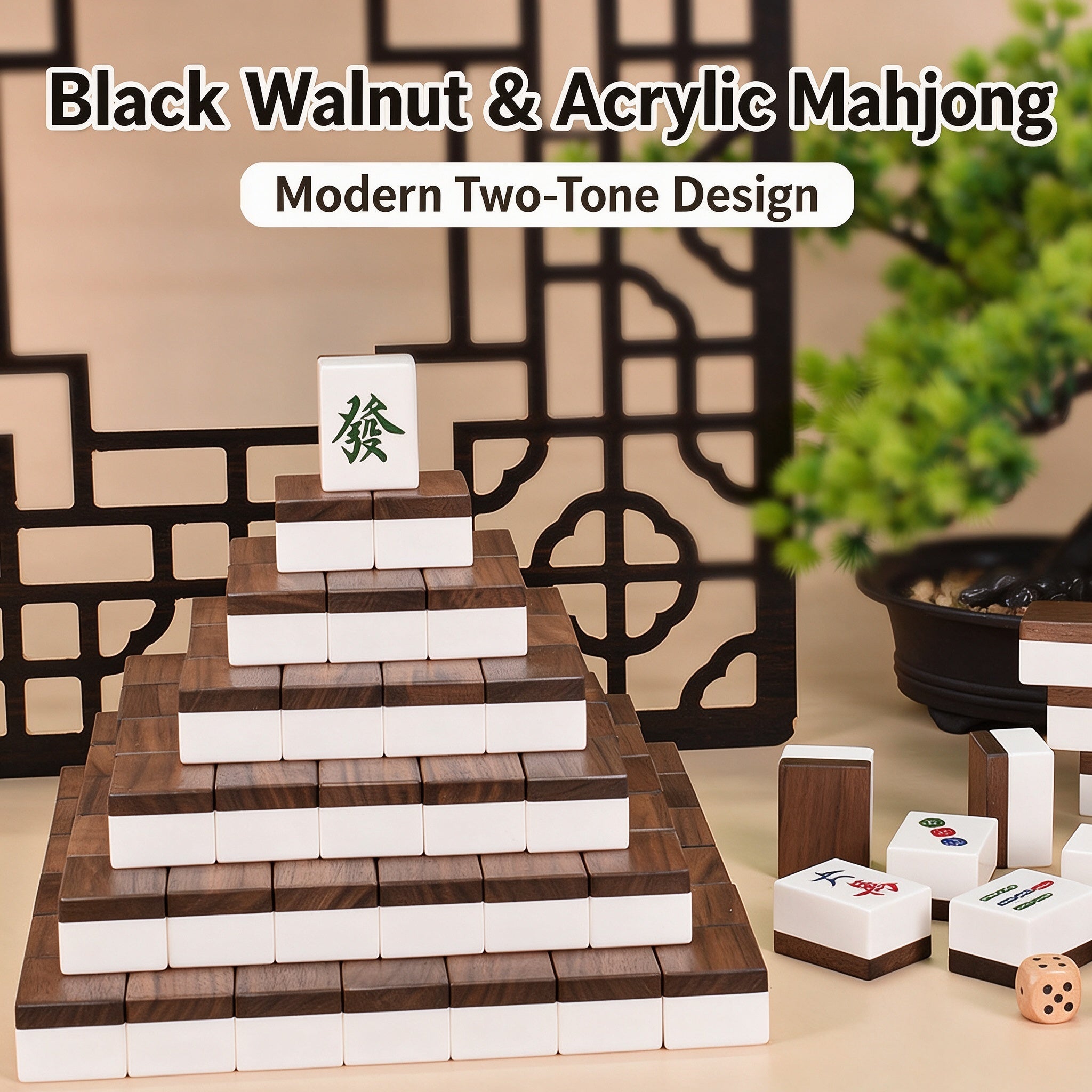 Factory Direct Supply High Grade Luxury Retro Mahjong Acrylic Spliced Tiles Durable Waterproof Portable Hand Play Family Leisure