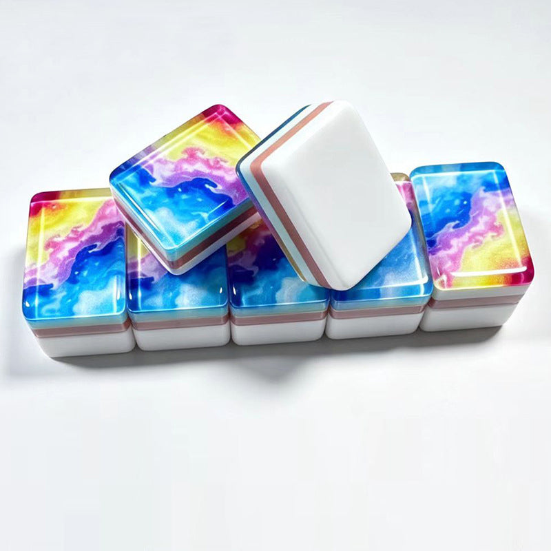 Factory Wholesale Colorful Acrylic American Mahjong Set Custom Personalized Creative Pattern Hand Rub Tiles NMJL Compliant