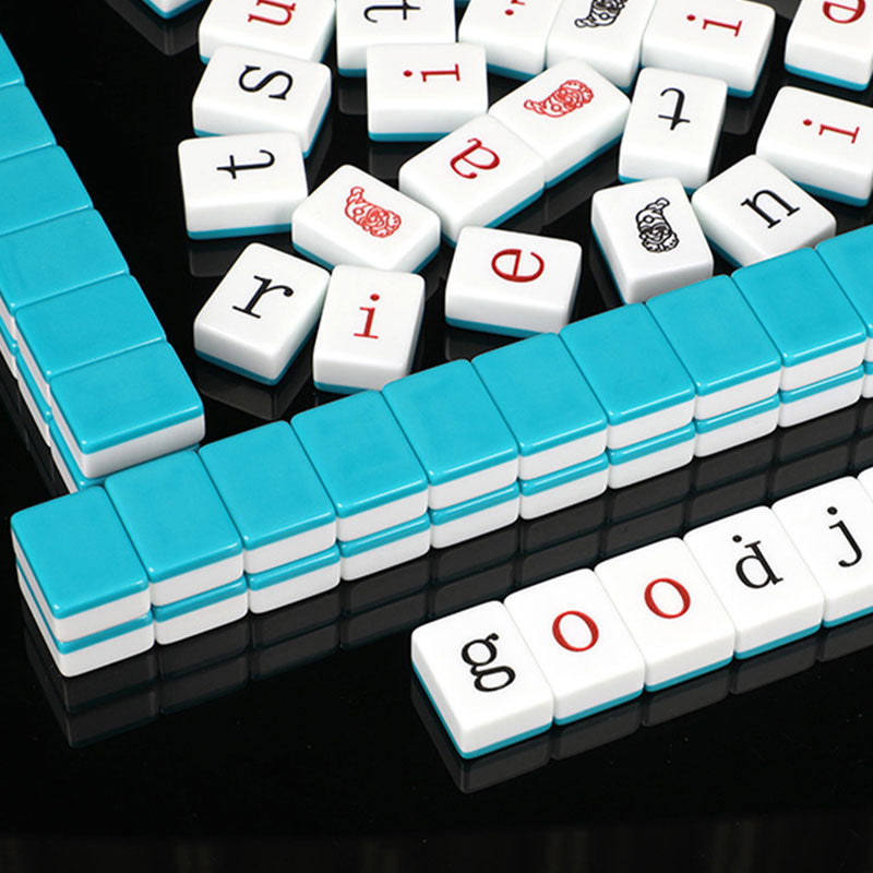 Fun Modern Alphabet Letter Melamine Mahjong Set English Spelling Learning Educational Word Building Tile Family Entertainment