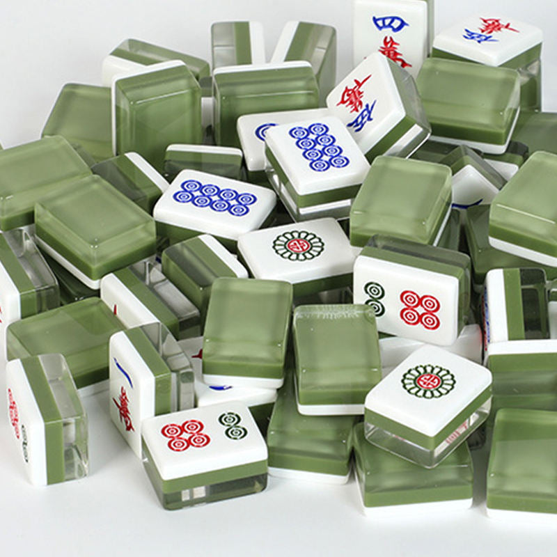 Hot Sale OEM Custom Logo Green Acrylic Modern Durable American Mahjong Set Portable Leisure Tiles Household Family Party Game