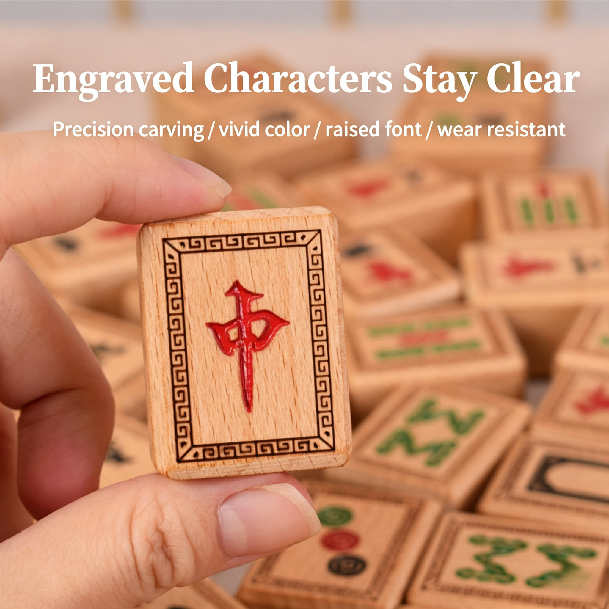 Hot Selling Factory Direct Beech Solid Wood Mahjong Tiles 146-Piece Custom Logo Size Hand Play Set Eco-Friendly Home Leisure