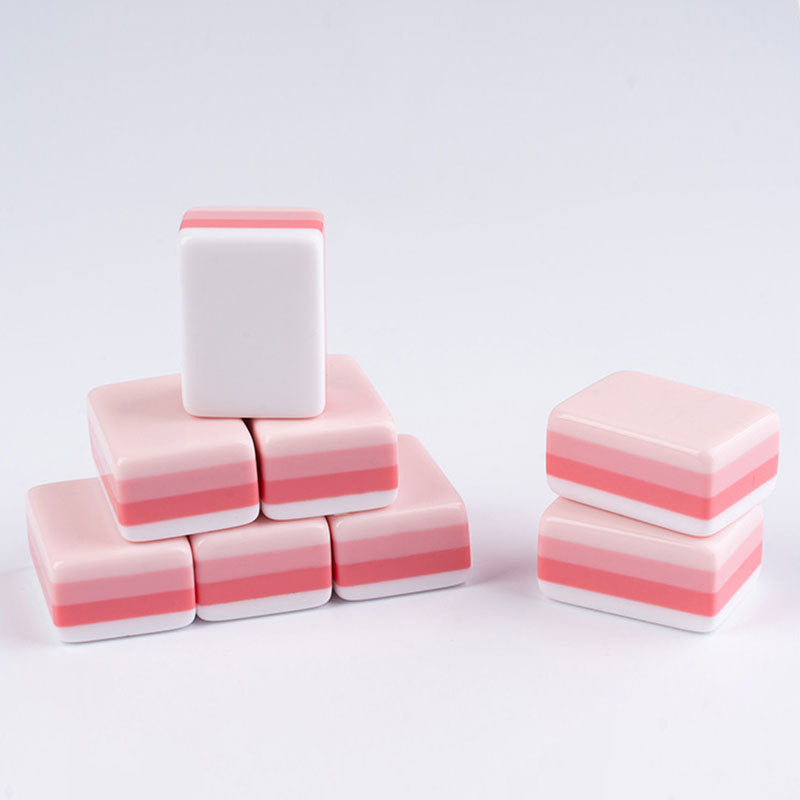 Luxury Mini American Pink Mahjong Crystal Clear Acrylic Durable Mahjong Pieces Complete Game Kit Portable Family Entertainment