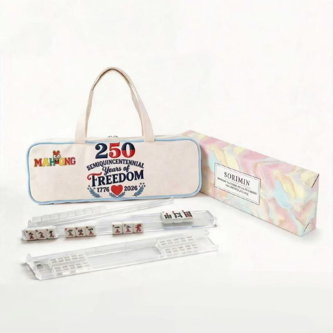 Mahjong Bag Set American Durable Portable Storage Pouch for Mahjong Accessories Kit Tiles Chips Dice Entertainment Game