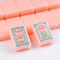 Mini American Mahjong Set Portable Durable Acrylic Mahjong Tiles Complete Game Set Travel Entertainment Pink Family Party Game