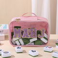 Modern Embroidered Alphabet Travel Mahjong Storage Bag Waterproof Foldable Large Capacity Portable Durable Handbag Outdoor