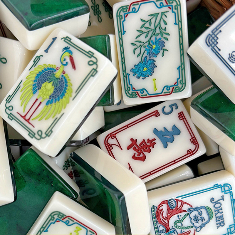 Modern Green Pattern American Mahjong OEM ODM Custom Anti-wear protection Crystal Acrylic Complete Game Set Daily Leisure Use