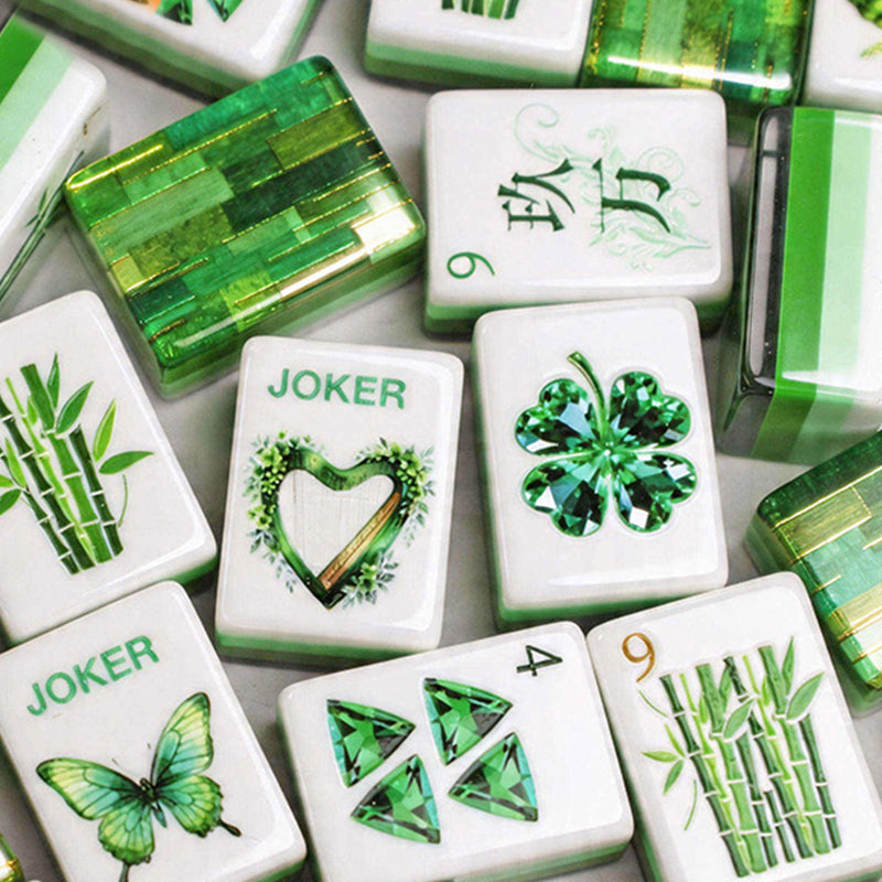 ODM Custom Carved Printed Modern American Mahjong Set Acrylic Hand Rub Durable Mahjong Tiles Portable Entertainment Gift