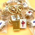 ODM Custom Creative Mini Mahjong Keychains Red Zhong Fa Cai Whiteboard Portable Pendant Charms Acrylic & Metal Durable Wholesale