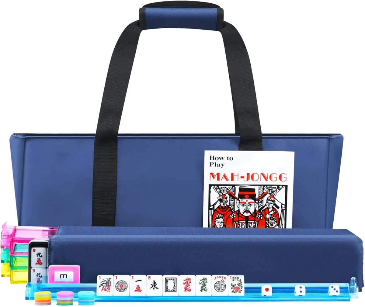 ODM Portable Plastic American Mahjong Set Tile Racks Storage Bag Large Capacity Complete Hand Play Mahjong Game Kit Leisure