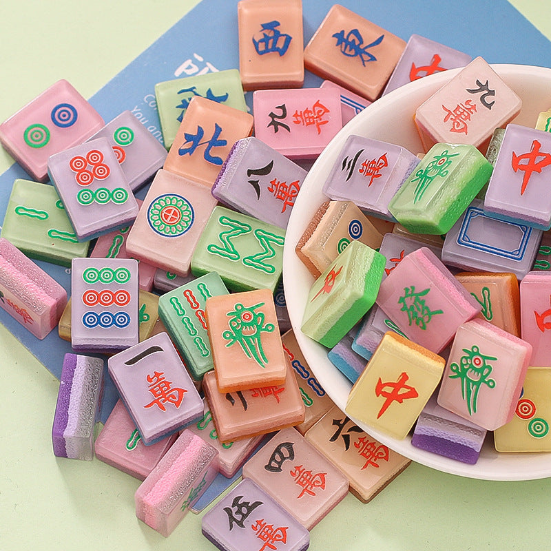 ODM Wholesale Luminous Candy Color 3D Mini Mahjong Beads DIY Key Chain Car Hanging Ornament Cream Glue Craft Accessories