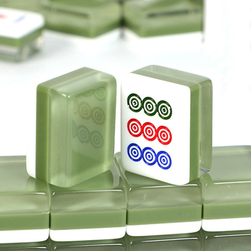 OEM Custom Logo Size Light Luxury Green Acrylic Modern Durable American Mahjong Set Portable Leisure Mahjong Tiles Family Party