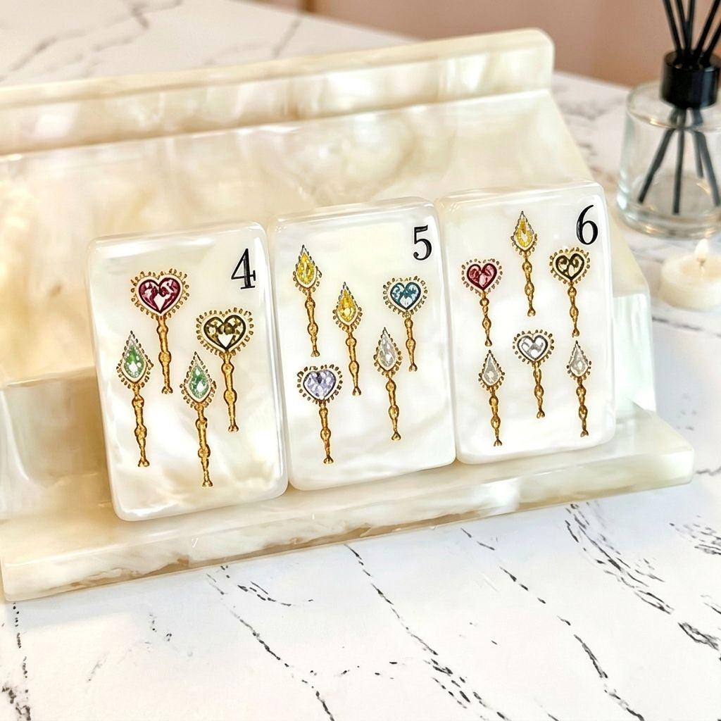OEM ODM Luxury Diamond Pearl Pattern American Mahjong Set Portable Hand Shuffle Mahjong Tiles European Style Leisure Game Kit