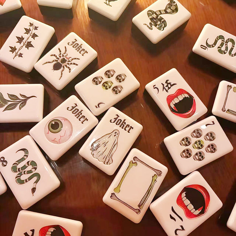 OEM ODM Luxury Halloween Themed Black American Mahjong Set NMJL Compliant 160pcs Double Layer Acrylic Portable Entertainment