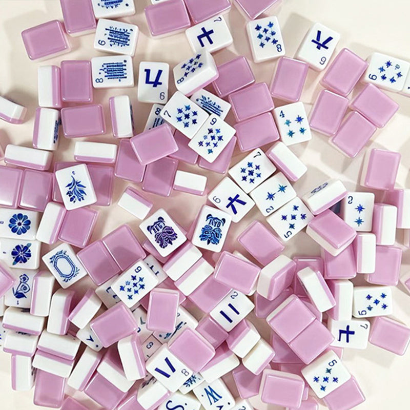 OEM ODM Support Custom Pattern Logo Creative Luxury Pink Transparent Acrylic American Mahjong Set Hand Rub Glossy Portable