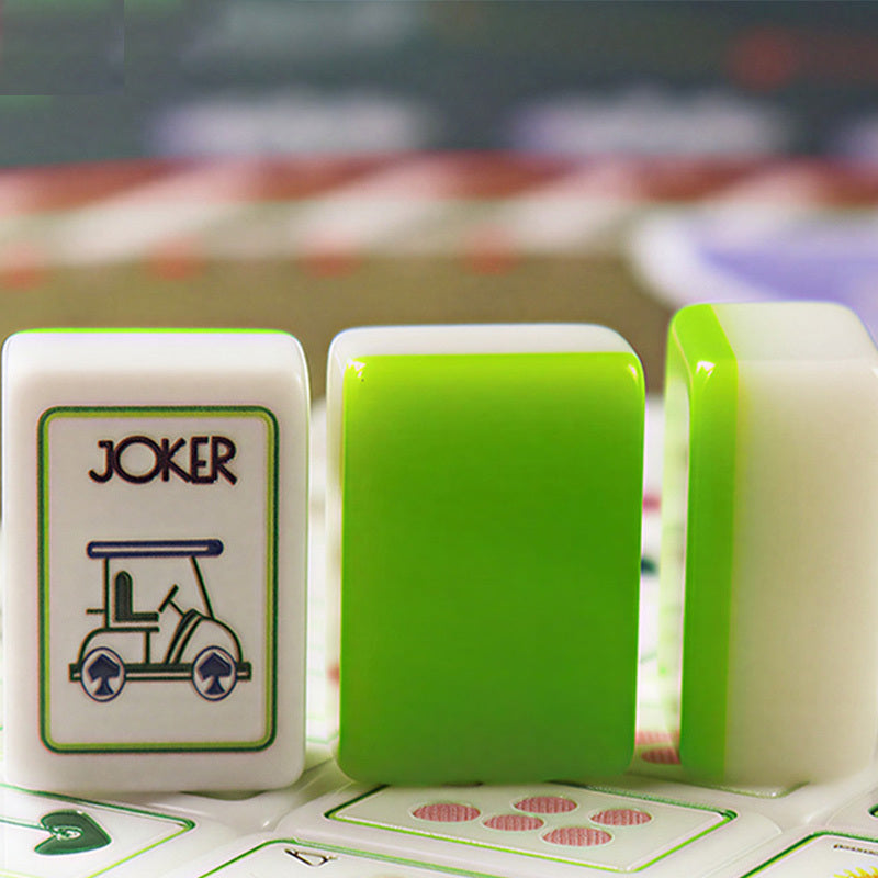 OEM Wholesale Custom Printed Green Double Layer Golf Pattern Acrylic American Mahjong Tiles Luxury Western Entertainment