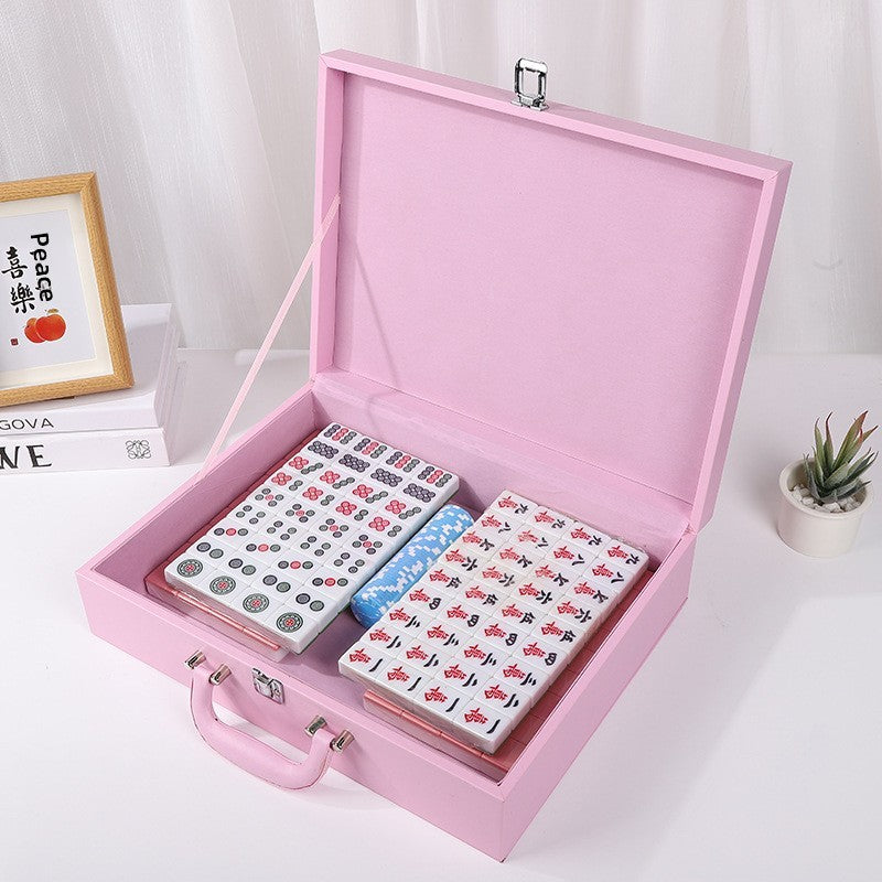 PU Leather Mahjong Set Packaging Box Case Durable Zipper/Magnetic Closure Customizable Elegant Package Mahjong Game Kit Business