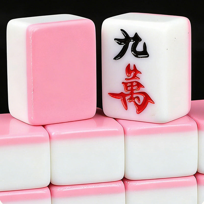 Pink Wear-resistant Melamine Mahjong Tiles Anti-drop Full Set Portable Classic Design for Indoor Daily Entertainment