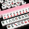 Portable Classic Mahjong Game High Quality Durable Pink Melamine Tiles Smooth Surface Traditional Chinese 4-Player Entertainment