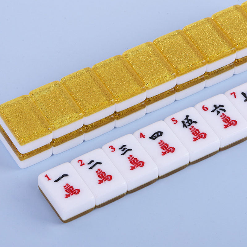 Premium Acrylic Glitter American-style Gold Pink Mahjong Tiles Sparkling Shiny Design
