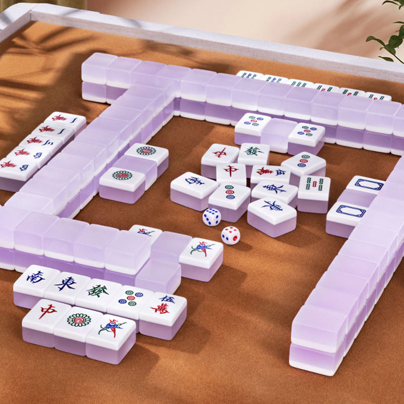 Premium Jelly Purple Gloss Acrylic Hong Kong Mahjong Kit Durable Hand Play Tiles Portable Game Set for Household Party Use