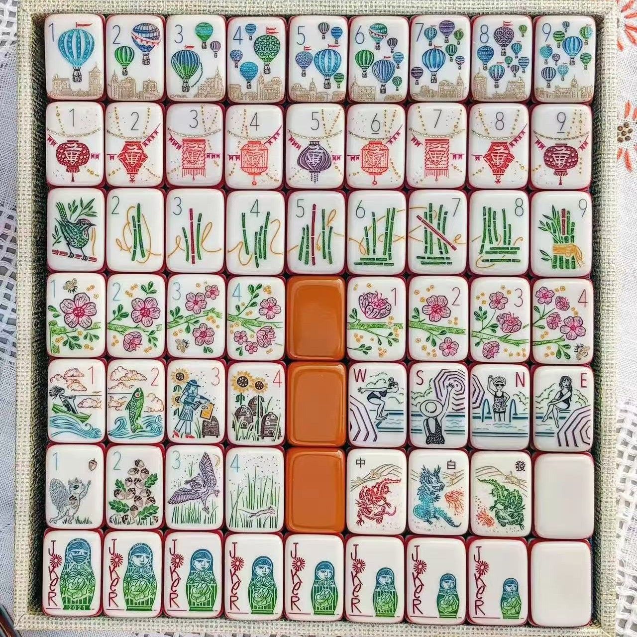 Premium Luxury Personalized Acrylic Hand Shuffle American Mahjong Kit Portable Easy Read Clear Printing Mahjong Entertainment