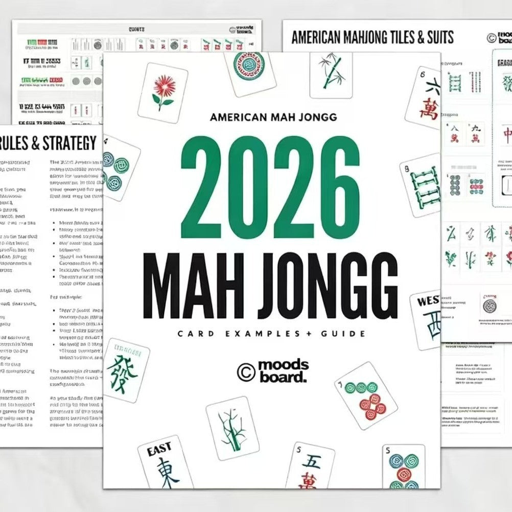 Printed Mahjong Cheat Sheet & Scoring Rule Reference Card-American-style Durable Entertainment Guide for Beginner Players