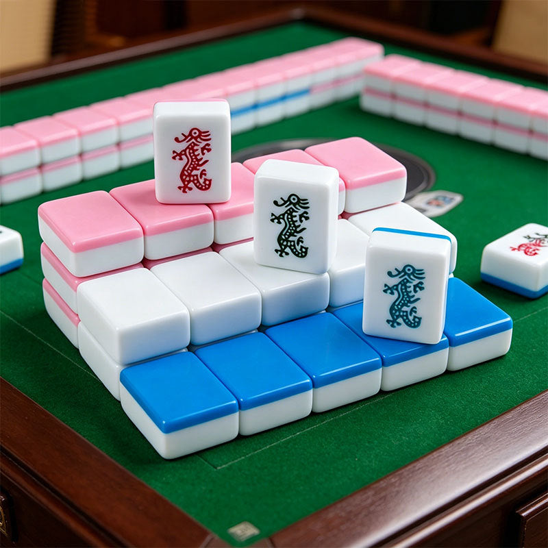 Traditional American Melamine Mahjong Set Complete Tiles Portable Game Kit for Family Party Indoor Entertainment