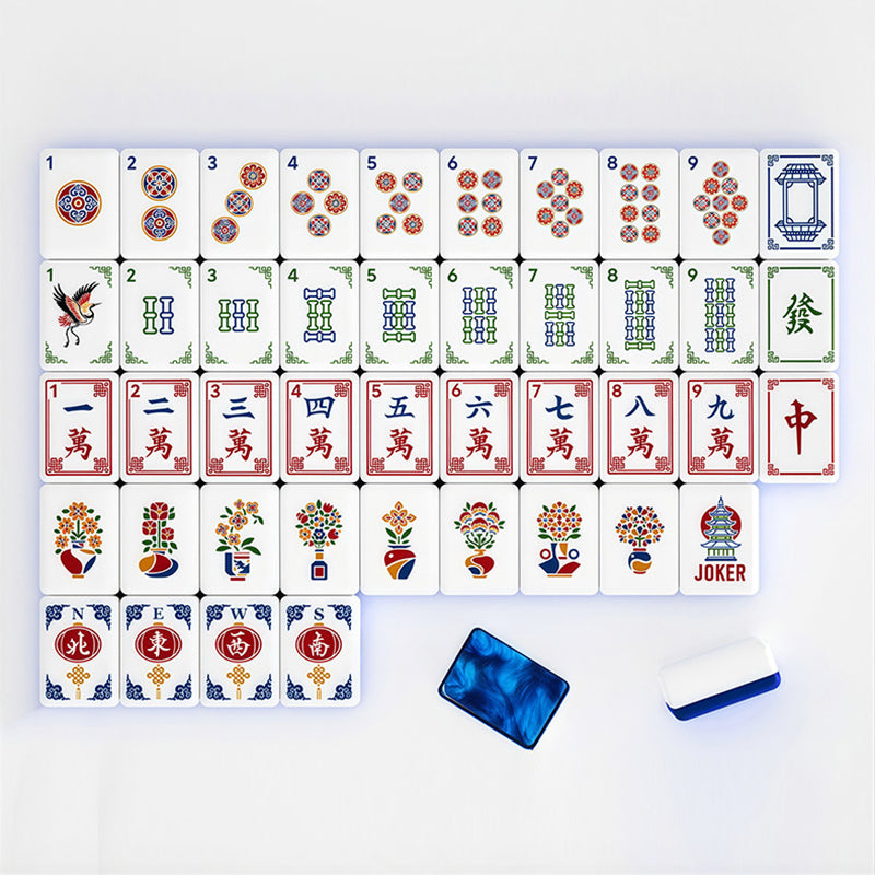 Wholesale Blue Water Texture Simple Minimalist Design American Mahjong Thick Solid Feel Durable Acrylic Tiles Full Set 4 Players