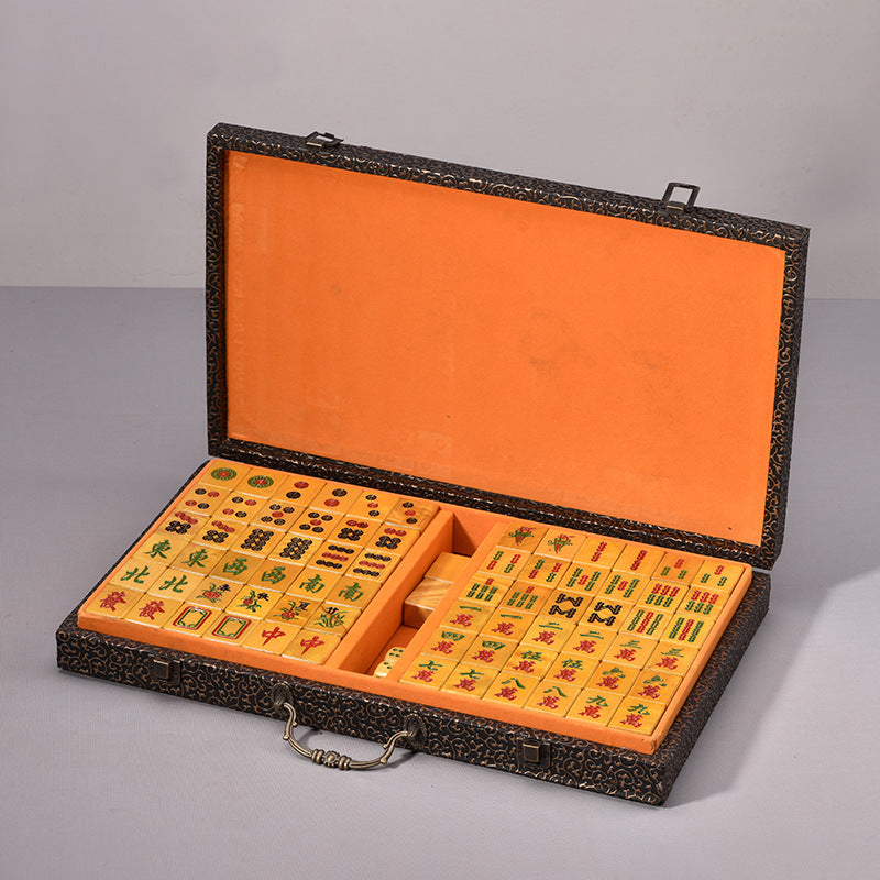 Wholesale Custom Logo Golden Silk Nanmu Sichuan America Mahjong Set Luxury Durable 4-Player Solid Wood Tiles with Gift Box