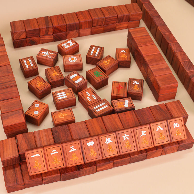Wholesale Custom Personalized CreativeSolid Rosewood Mahjong Large Hand Play Mahjong Set for Business Present Collection