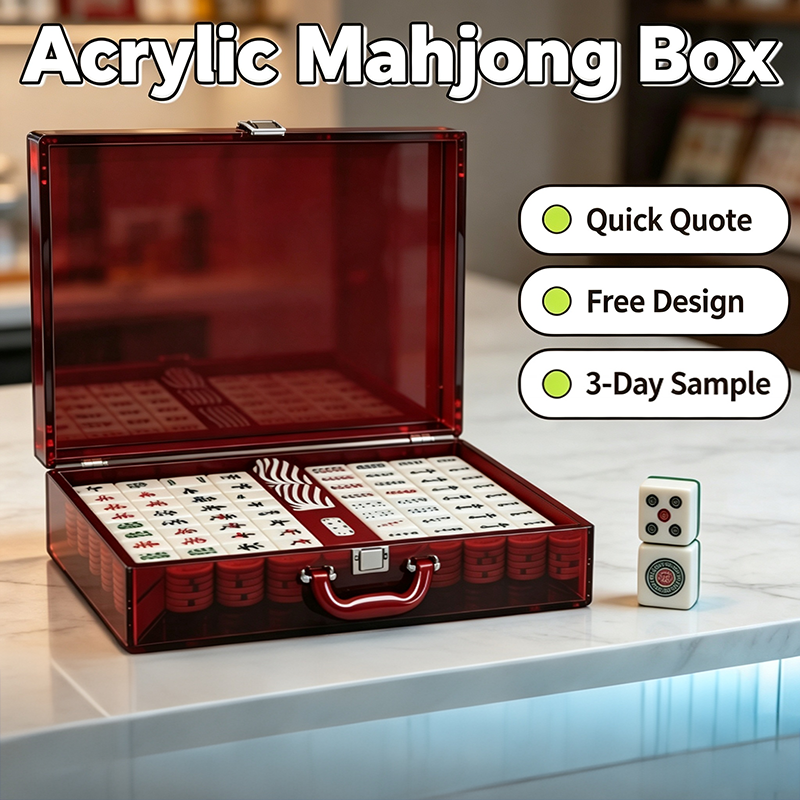 Wholesale High Quality Acrylic American Mahjong Storage Box Portable Travel Mini Gift Box Support Custom Pattern Processing