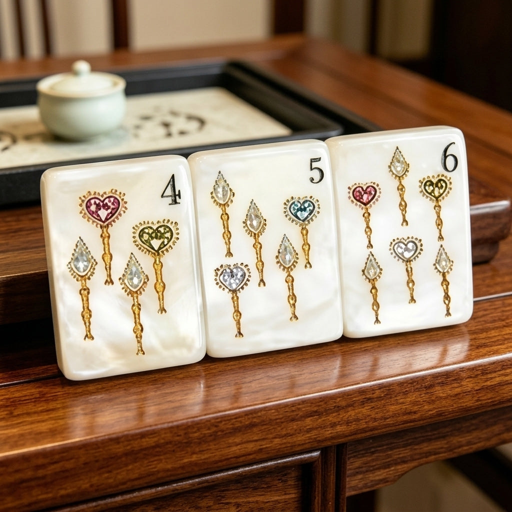 Wholesale Luxury-Style Diamond Pearl Shell American Mahjong Portable Hand Play Durable for Gift & Family Gathering Entertainment