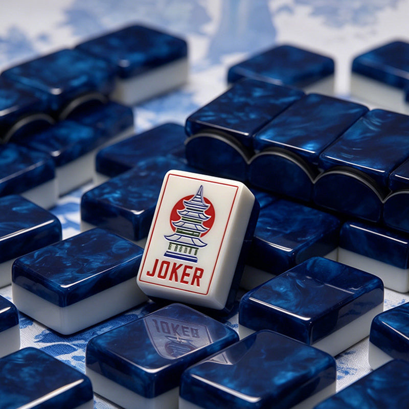 Wholesale Modern Thickened Textured American Mahjong Blue Water Ripple Pagoda Pattern Custom Printed Durable Acrylic Mahjong