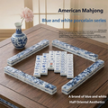 Wholesale Personalized Creative Chinese Blue White Acrylic Mahjong Set Matching Portable Anti-slip Soft Entertainment